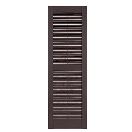Perfect Shutters IL501535025 Premier Louver Exterior Decorative Shutter; Sienna Brown - 15 X 35 In.
